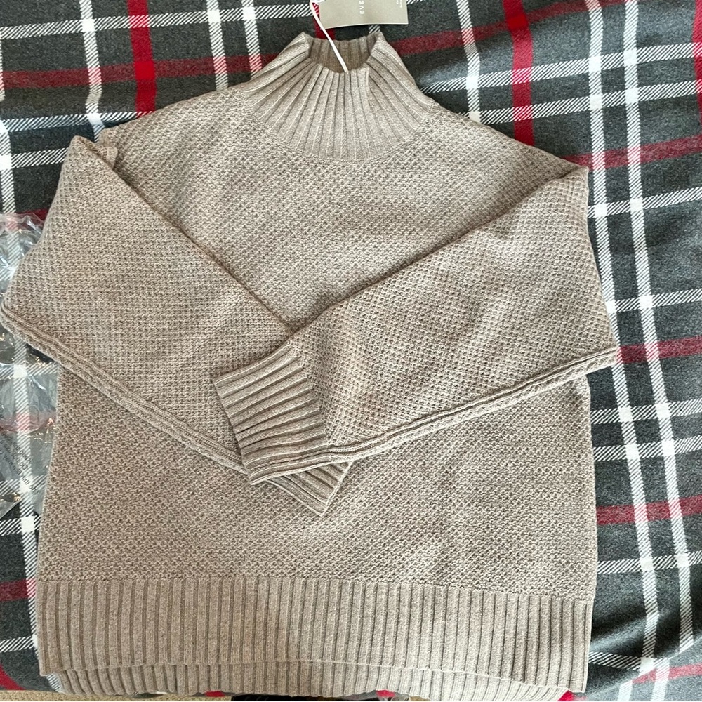 Everlane Stroopwafel turtleneck cashmere turtleneck. Medium. Heather Sand